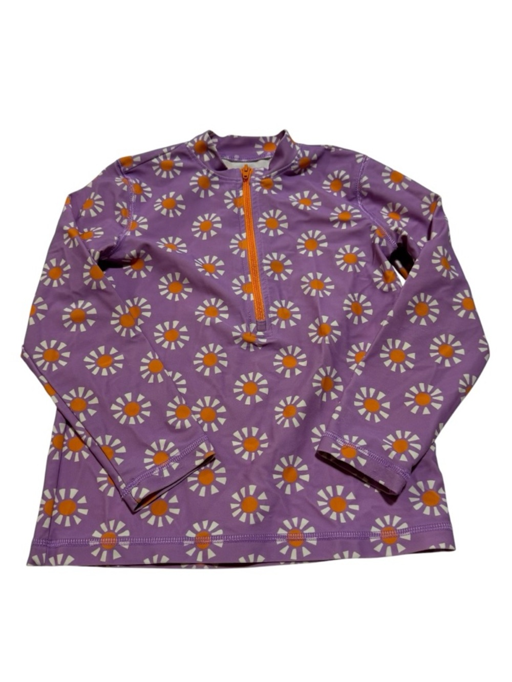 Primary Floral Pattern Rash Guard Long Sleeve Swim Top